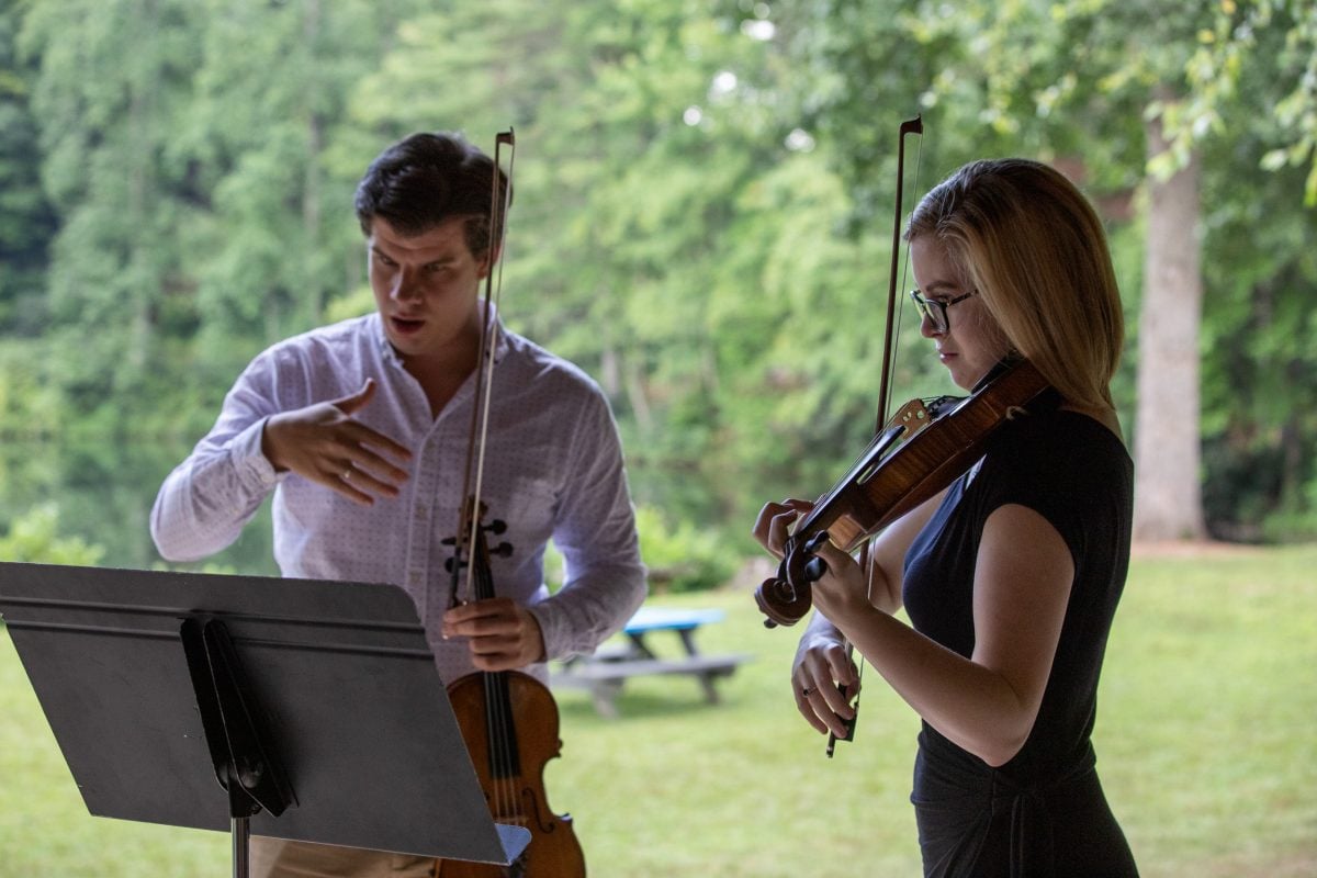 Female violinist in lesson